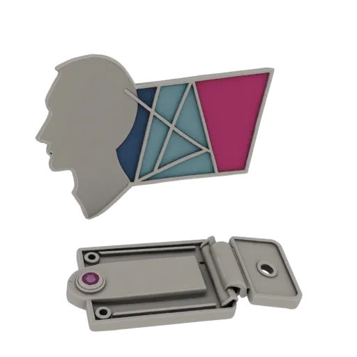 Geometric Lapel Pin scene ready 3D model, turntable hero render, showing brooch silhouette and surface contrast.