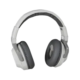 Retro Gaming Headset Low Poly 3D model, game viewport three-quarter view, showing soft ear pads, wearable scale.