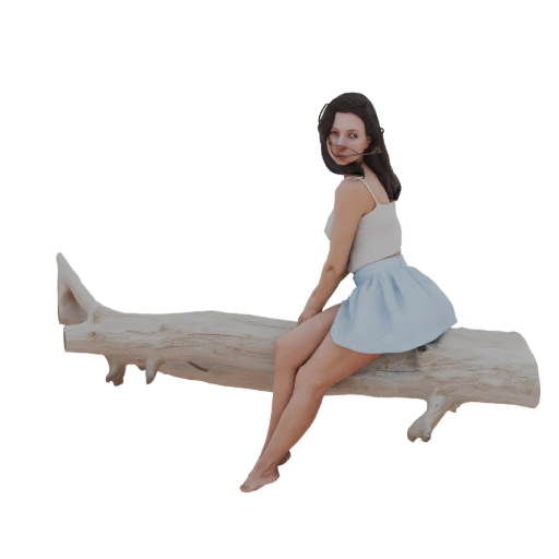 Woman Sitting on a Log