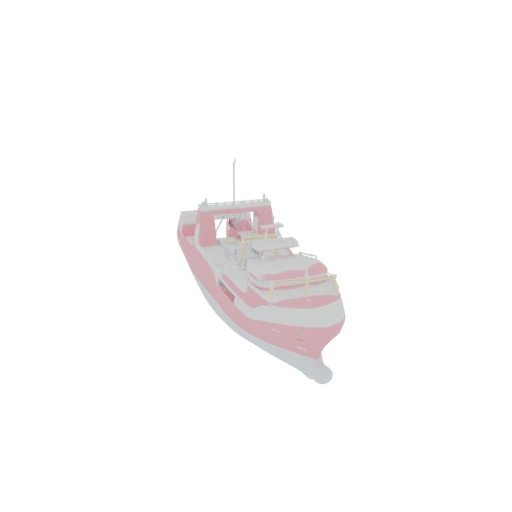 Pink and White Fishing Trawler 3D Model