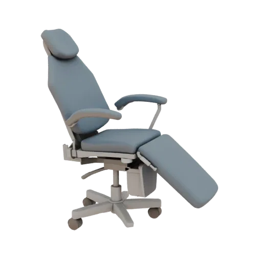 Surgical Exam Chair High Poly 3D model, close-up studio render, showing painted metal, clinical silhouette.