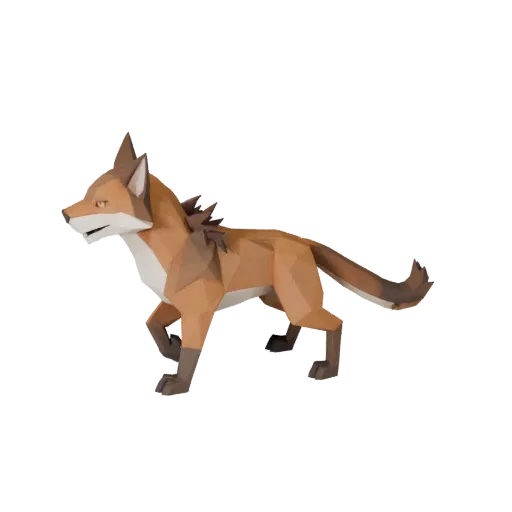 Low Poly Luchs 3D-Modell, Gameplay-Kamera-Seitenansicht, Low-Poly-Tier-Asset mit Kieferverjüngung, Schulterblättern, Schwanzb