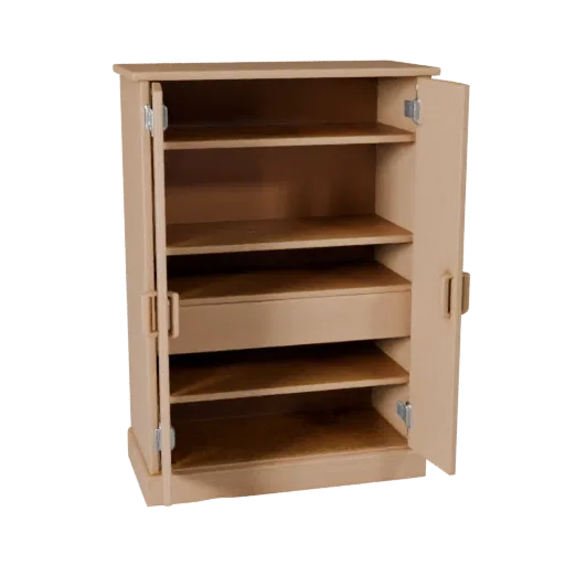Shaker Cabinet Modular 3D model, dining room, isometric modular kit view, painted wood detail.