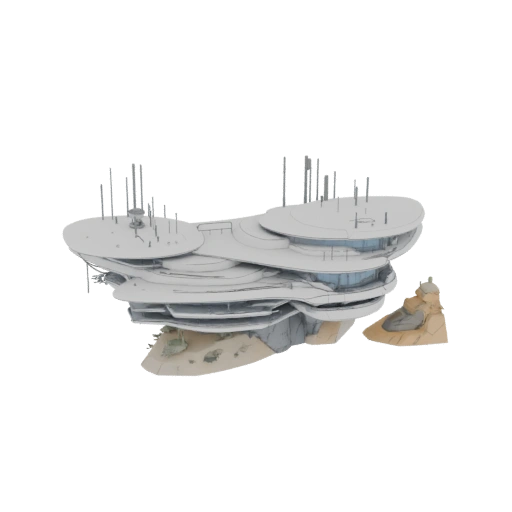 Futuristic Multi-Level Building with Landing Pad