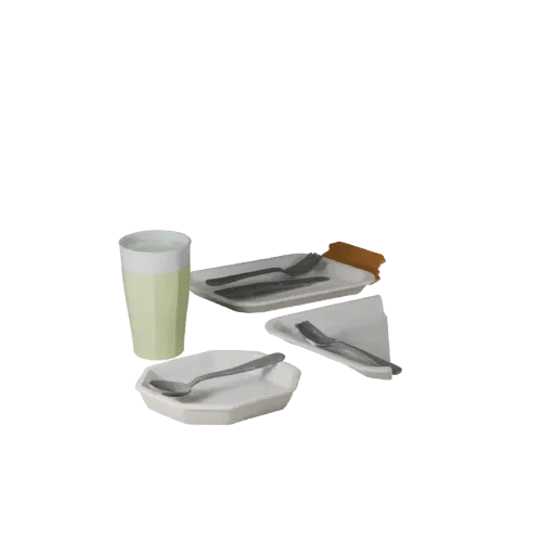 Cafe Salad Bowl Set 3D model, three-quarter front view, Unity viewport, showing ceramic, arranged serving layout.
