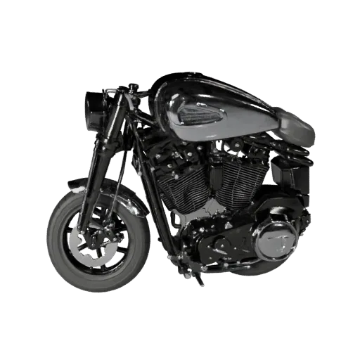Modèle 3D de moto cruiser haute poly, vue studio gros plan, actif de véhicule haute poly avec équilibre du cadre, échelle de