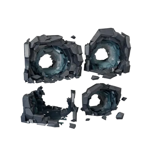 Underground Lake Cave Low Poly 3D model, game viewport three-quarter view, showing aged stone, water edges.