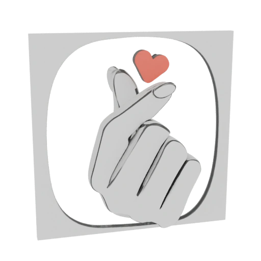 Korean Finger Heart Gesture 3D Model