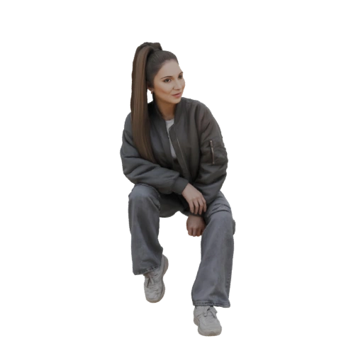 Young Woman in Bomber Jacket and Jeans