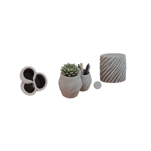 Modern Swirl Planter and Pen Holder Set