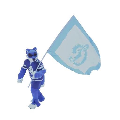 Blue Fox Mascot with Flag 3D Model