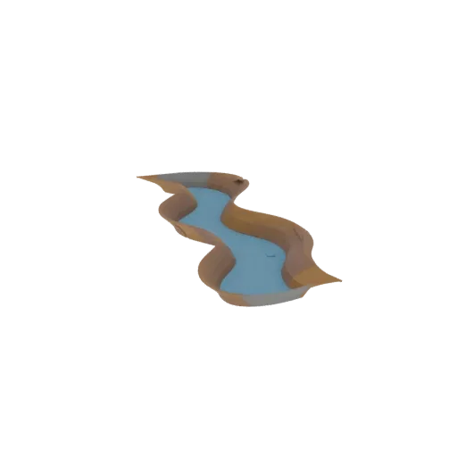 Modular River Segment Printable 3D model, isometric tabletop STL render, showing wet stone, water edges.