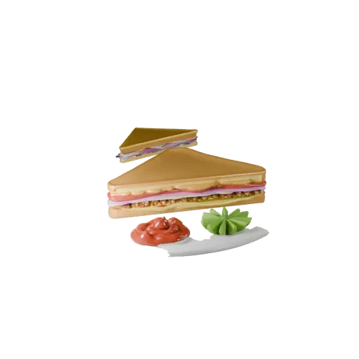 Sandwich render detail 3D model, close-up hero shot, with clean topology and PBR shading on the plate.