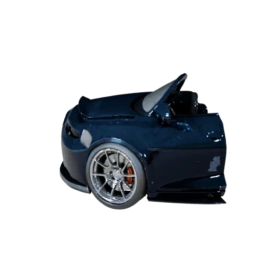 High Poly Car 3D model, close-up studio view, high-poly vehicle asset with body lines, glazing, wheel stance, and road-ready proportions and PBR painted