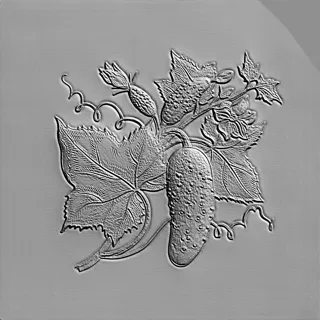 Modello 3D bassorilievo "Ramo di cetriolo" con fiore, foglie e cetriolo