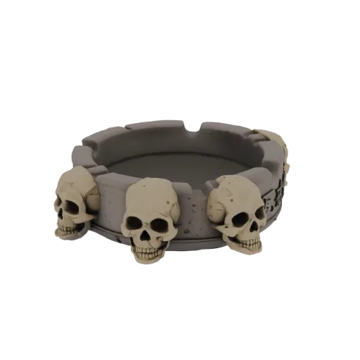 Modèle 3D de cendrier gothique à crânes, vue de face