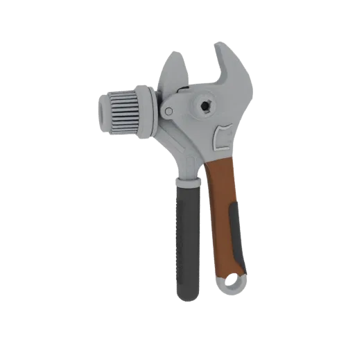 Heavy Duty Torque Wrench Printable 3D model, isometric STL render, showing painted metal, clear grip zones.