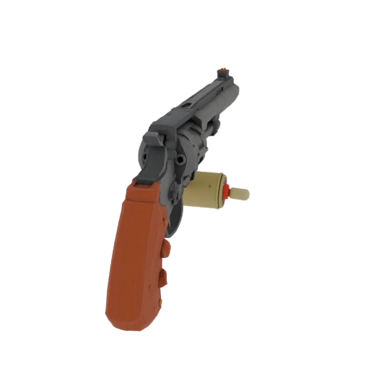Revolver with Orange Handle and Gold Cylinder