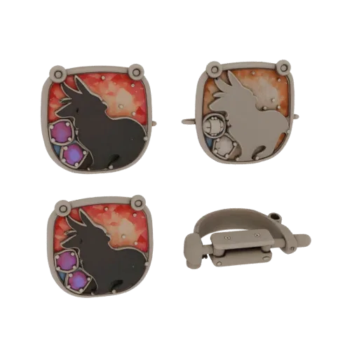 Modelo 3D detallado coleccionable de Broche con Motivo Animal, toma de perfil de estudio, mostrando silueta y contraste de su