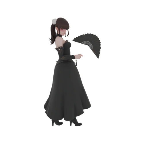 Gothic Ballerina with Black Fan 3D Model
