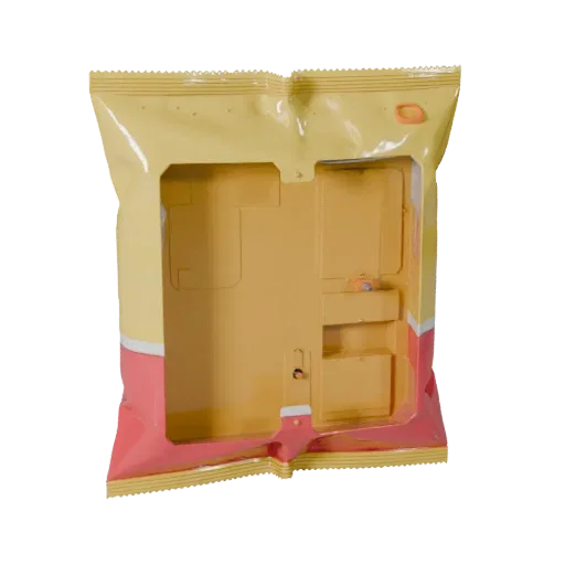 Snack Chip Bag Printable 3D model, isometric STL render, showing cardboard, package massing.