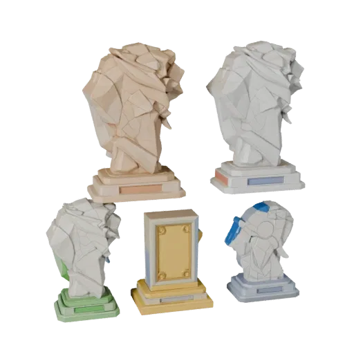 Marble Abstract Sculpture stylized 3D model preview showing silhouette, three-quarter game view
