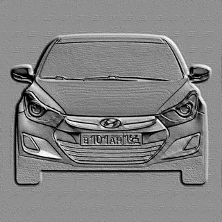 Modello 3D bassorilievo anteriore Hyundai Elantra 2013 in stile sbalzato