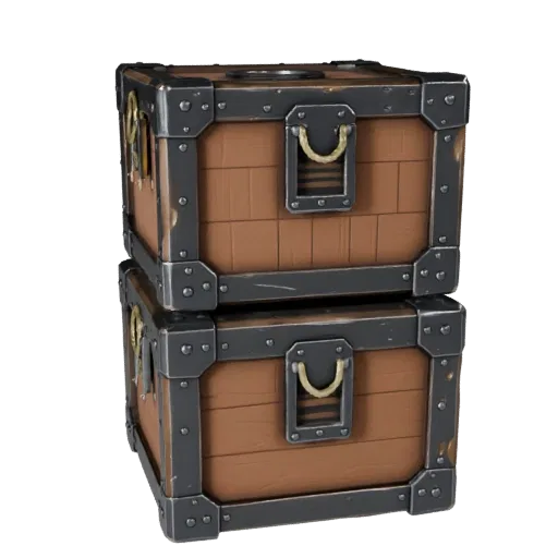 Medieval Crate Stylized 3D model, stylized isometric render, showing wood planks, stackable massing.