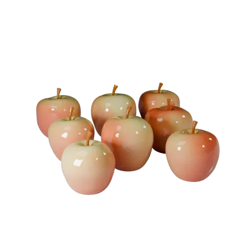 Market Apple Printable 3D model, isometric STL render, showing skin pores, recognizable fruit forms.