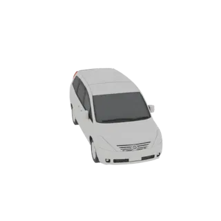Modelo 3D de un Nissan Presage MPV blanco, visto desde un ángulo frontal derecho ligeramente elevado.