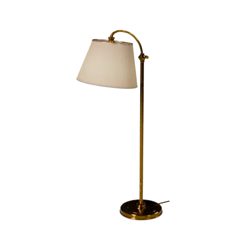 Brass Floor Lamp Realistic 3D model, living room, three-quarter studio render, metal detail.