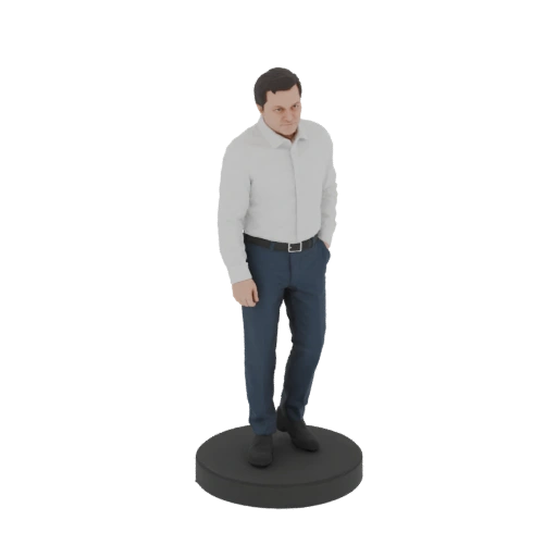 Man in White Shirt and Blue Pants