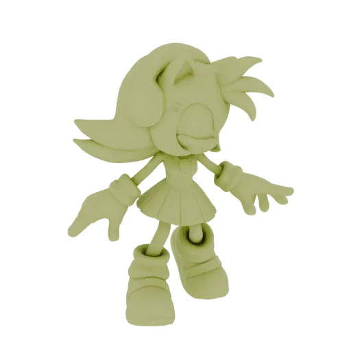 3D model of Amy Rose from Sonic the Hedgehog, depicted in a dynamic pose with her signature pink dress.