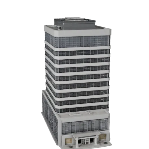 Government Office Building Blender-ready 3D model, Blender studio render view, showing commercial office building materials a
