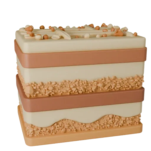 Mini Layer Cake Printable 3D model, isometric STL render, showing cream, sweet food silhouette.