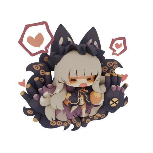Chibi Kitsune Sorceress with Tentacles 3D Model
