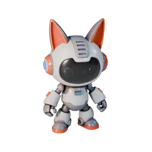 Robot Animal Mascot realistic 3D model preview showing pose, three-quarter scene view and surface detail