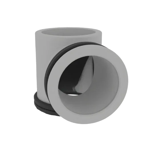 3D model grey pipe fitting 110-50 mm with black rubber ring