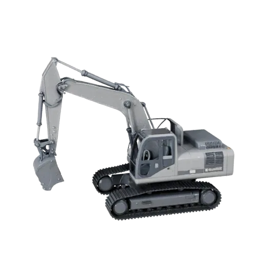 Construction Excavator GLB 3D model, three-quarter AR viewer render, showing product viz painted steel.