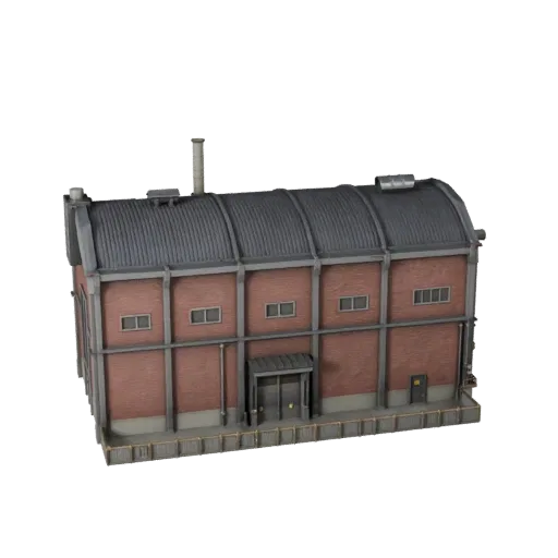 Modèle 3D de centrale électrique prêt pour Unity, vue de l'éditeur Unity, montrant les matériaux de construction industriels