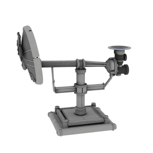 Portable Observatory Mount Printable 3D model, isometric STL render, showing metal tubes, optical alignment.