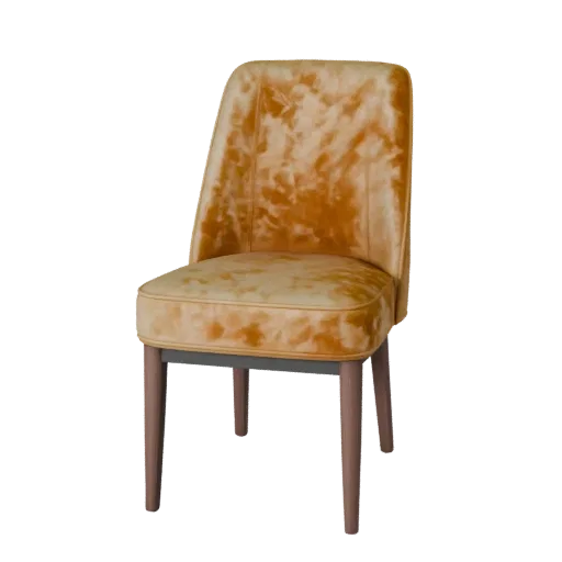 Velvet Dining Chair render detail 3D model, close-up hero shot, with clean topology and PBR shading on the seat.