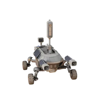 Prospector Sample Collector 3D-Modell, Dreiviertel-Frontansicht, Unreal Engine-Viewport, zeigt Details und Maßstab.