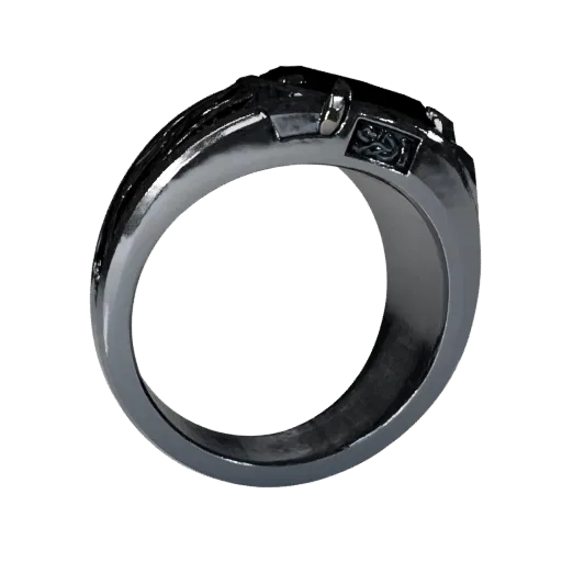 Signet Cocktail Ring game ready 3D model, top-down studio render, with calibrated ring silhouette and material reads.