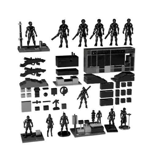 Urban Toy Photo Set low poly 3D model preview showing layered parts, three-quarter game view, depth and display scale