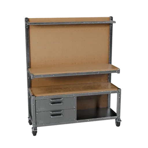 Mechanic Pegboard Wall Modular 3D model, isometric modular kit view, showing steel frames, stable fixtures.