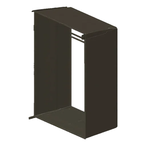 3D model of a modern metal clothes rack with two horizontal hanging rails and a simple frame.