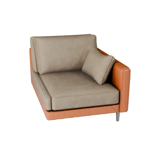 Mid Century Modular Couch High Poly 3D model, living room, close-up studio render, woven fabric detail.