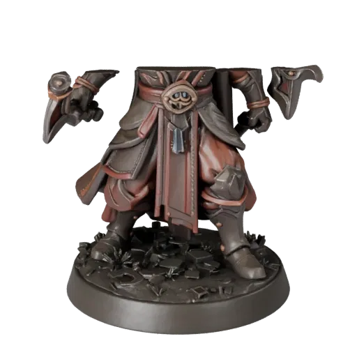 Heroic Wizard Miniature high poly 3D model preview showing silhouette, studio close-up view, pose and resin detail