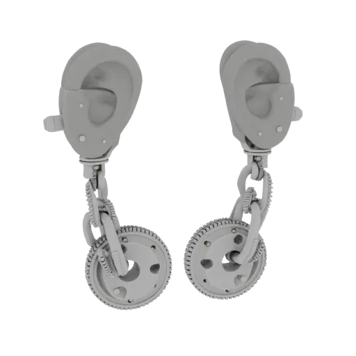 Stud Style Earrings render detail 3D model, top-down studio render, highlighting earring form and finish detail.